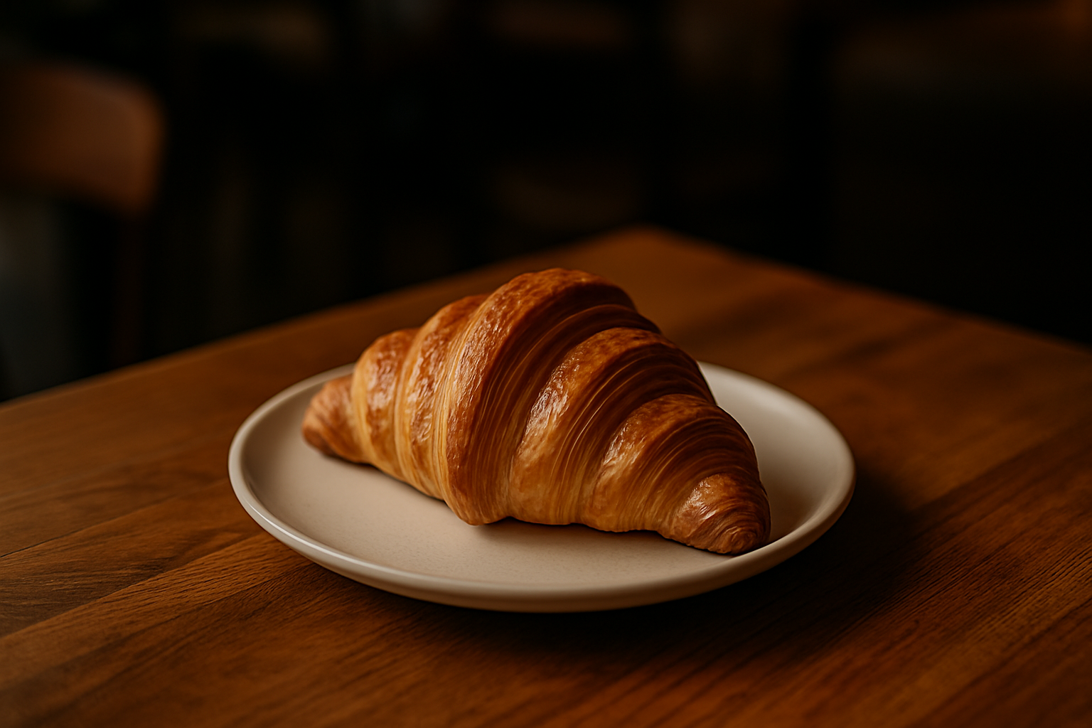 A delicious-looking croissant on a plate